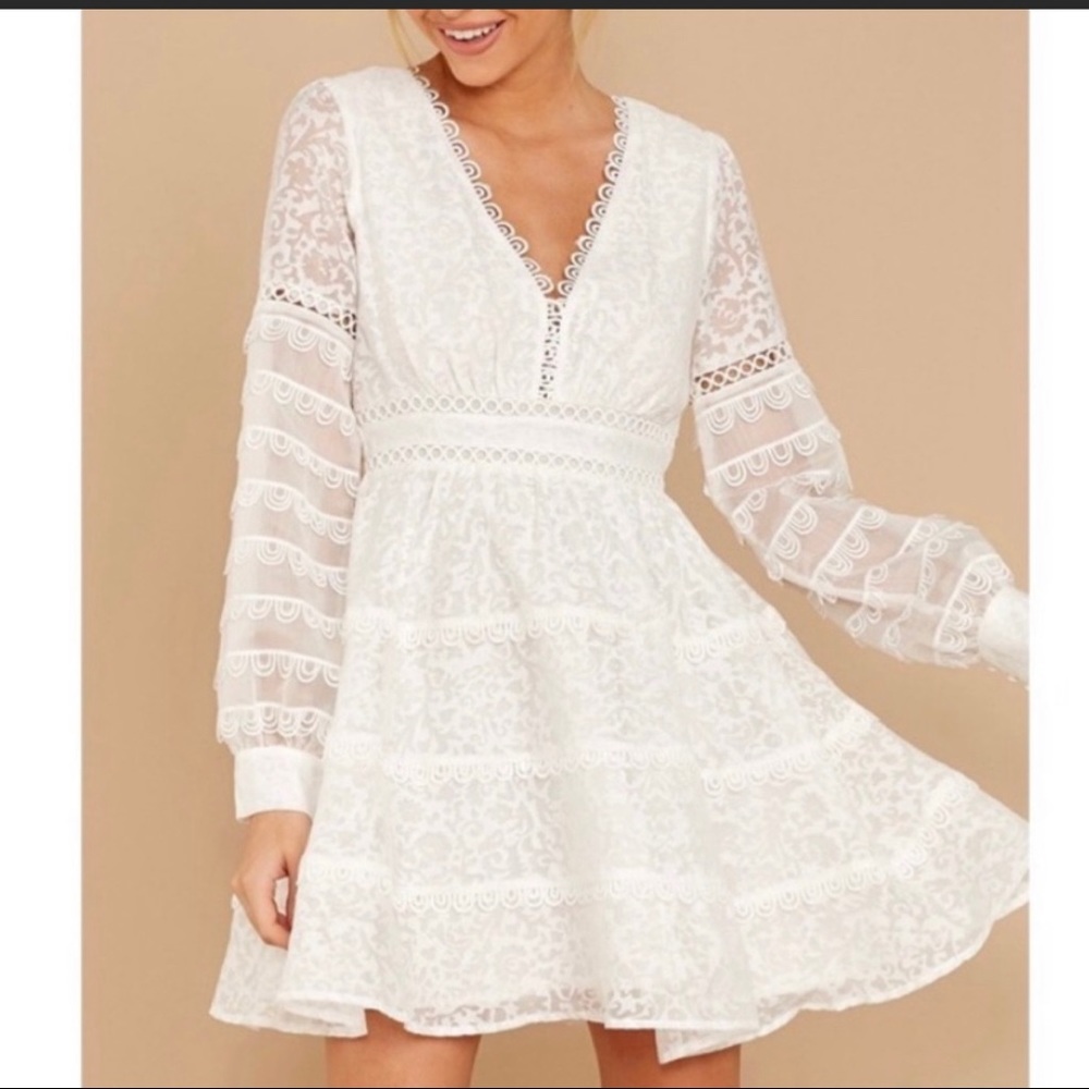 Champagne & Strawberry White Dress- DressUp